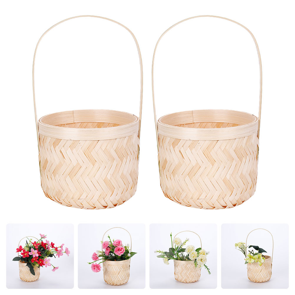 Sustainable Living Usa - 2Pcs Sustainable Bamboo Decorative Flower Basket
