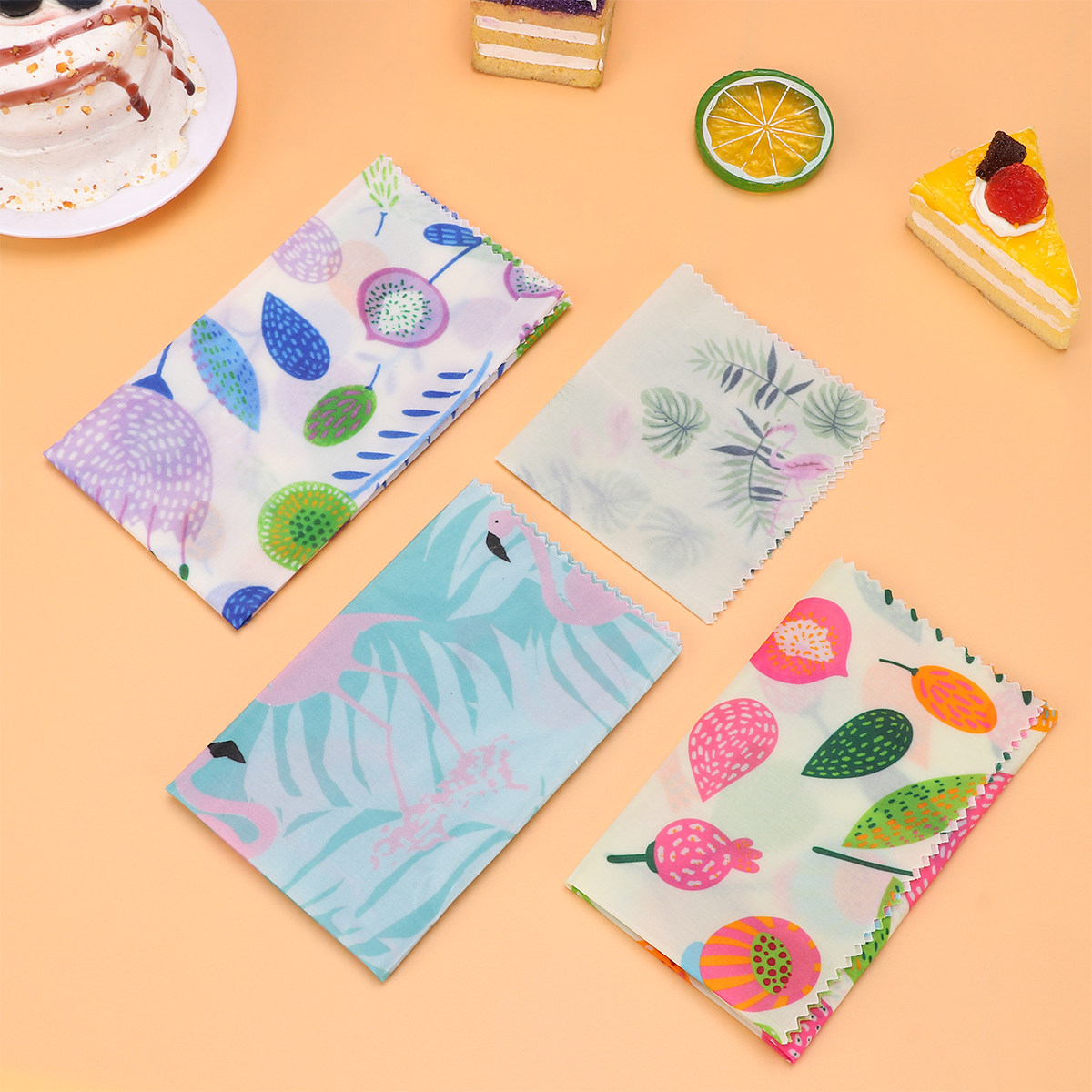 4 Pcs Reusable Food Wraps Bees - đánh giá và giá Beeswax Food Cover